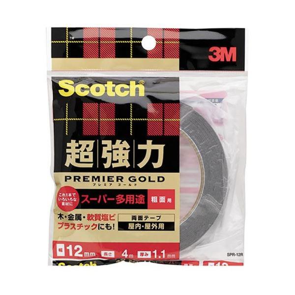 （まとめ）3M スコッチ 超強力両面テーププレミアゴールド （スーパー多用途） 粗面用 12mm×4...