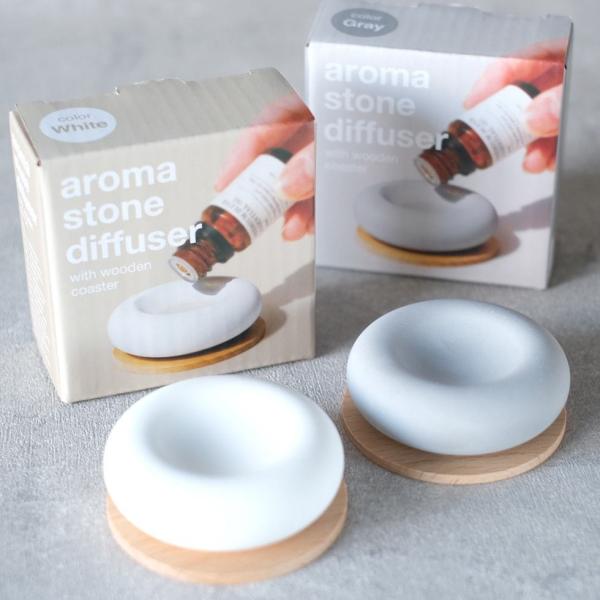 アロマストーン 石膏 おしゃれ シンプル ディフューザー 木製コースター付き ギフト ルームフレグラ...