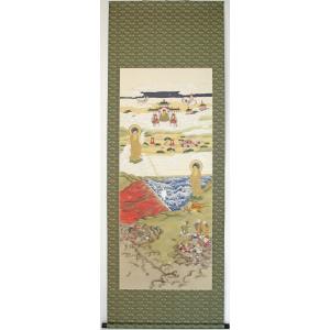 掛け軸 掛軸 二祖対面図 大幅仏画 (複製画・新品) 桐箱・タトウ箱入り