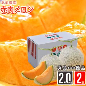 2024年 予約 メロン お中元 ギフト 北海道産赤肉メロン 約2.0kg×2玉(優品または秀品) / 内祝い 御祝い 贈り物 北海道 産地直送 贈り物｜hokkaido-gourmation