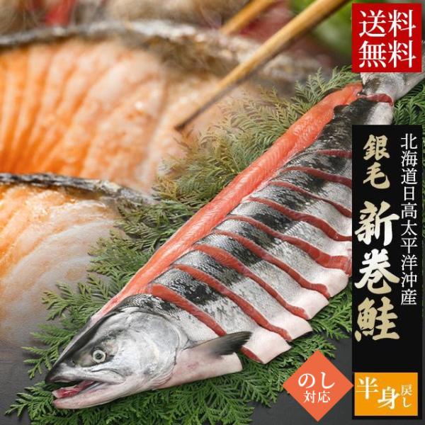 新巻鮭 ギフト 銀毛 新巻鮭 姿切身 約900g前後 (北海道日高太平洋沖産)(1切れ真空包装、姿半...