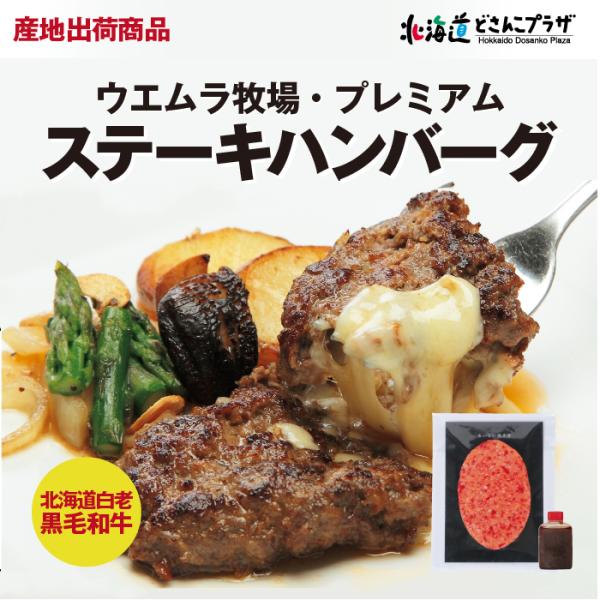 産地出荷「白老牛プレミアムステーキハンバーグセット」冷凍　送料込 道央