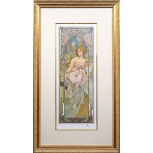 アルフォンス・ミュシャ 『音楽』(四芸術より) リトグラフ 絵画