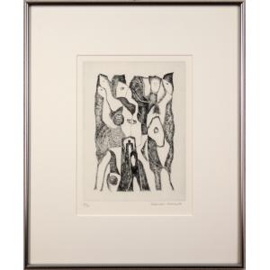 梅 花 絵画 和風 日本画家 銅版画 小泉淳作 「白梅図」 額付き
