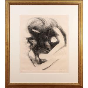 天使 絵画 銅版画 エッチング 新井亮 「天使」 額付き : アート