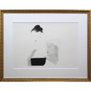 イワン・ラブジン 絵画 シルクスクリーン 版画 ナイーフアート 「青い