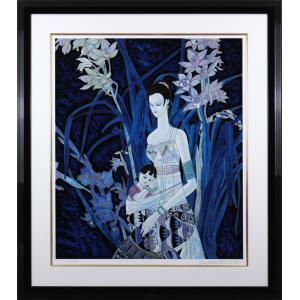 おかもとみわこ 「 イッカククジラー7 」 シルクスクリーン 版画