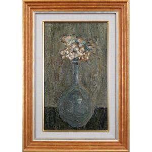 田村一  油絵・油彩画 田村 一 「 スペイン壷と赤い薔薇 」 油絵 ・ 油彩画 F6 ( 6号 ) 絵画