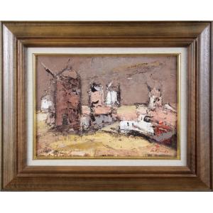 ポルトガル 風景画 絵画 油絵 油彩画 竹内春光 「オポルトの港町」 額