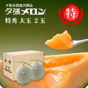 夕張市農協直送 共撰品 夕張メロン特秀大玉(約1.6kg) 木箱詰 2玉【送料無料】北海道 お中元 贈答品 引出物 赤肉メロン お供え物 お盆 名物｜hokkaidogb