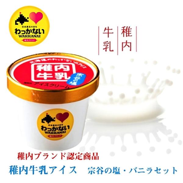 稚内牛乳 アイスクリーム バニラ4個 宗谷の塩4個 8個セット コース選択有