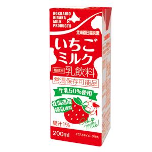 北海道 牛乳 ロングライフ いちご 日高乳業 いちごミルク 200ml