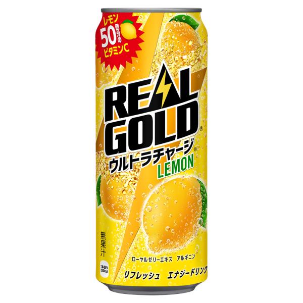 ソフトドリンク ジュース  炭酸 リアルゴールド ウルトラチャージレモン 500ml缶×24本 北海...