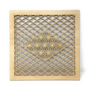 ウォールデコレーション 組子調 和風アートパネル 木製 麻の葉・菱 シナ合板 (30cmx30cm)｜hokota