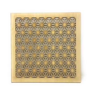 秋田杉内装材 組子調 和風 木製 麻の葉 : 名入れストラップの木札屋