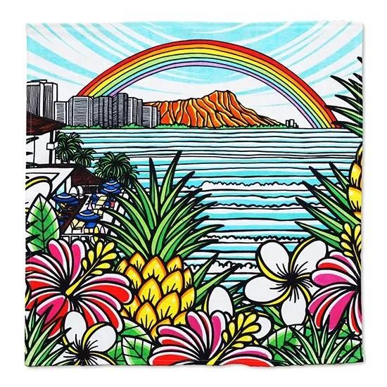 TAMO キッチンクロス Waikiki Rainbow 2024 ランチョンマット 食器拭き ラン...