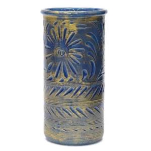 陶器 かさ立て イタリア製 アンブレラスタンド ブルー 花柄 ストレート