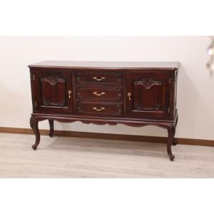 チェスト 木製 5段 完成品 茶 58cm 象嵌 ロココ調 イタリア 家具 猫脚