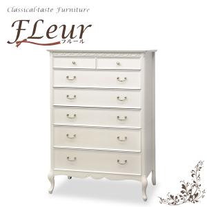 アンティーク　ホワイト家具木製チェスト 5段　ロココ調 ロココ調 ホワイト家具 アンティーク家具 5段 チェスト 幅73cm Used