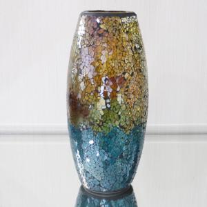 フラワーベース 花瓶 S 置物 クラックガラス エメラルド フラワーベース 花瓶 S 置物 クラックガラス エメラルド