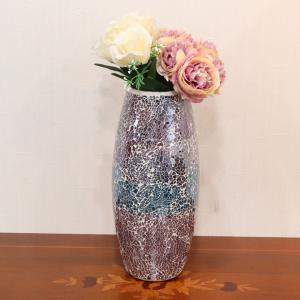 フラワーベース 花瓶 M 置物 クラックガラス スモーキートパーズ 高さ