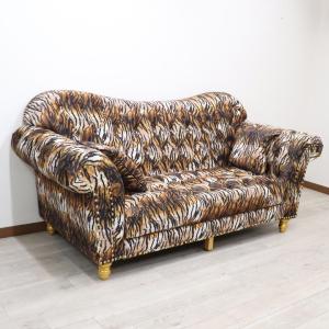 イタリア 2人掛け ソファ ピンクレザー 合皮 ホワイト 猫脚 2人用 2P