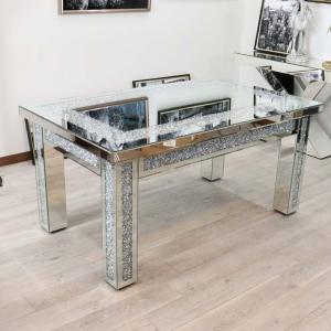 ミラー家具 ダイニングテーブル 120cm ラウンドテーブル シルバー ミラー家具 ダイニングテーブル 120cm ラウンドテーブル