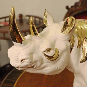陶器 動物 サイ 置物 イタリア製 ライナセロ...の詳細画像1