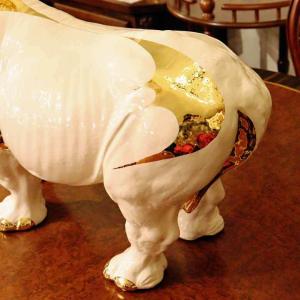 陶器 動物 サイ 置物 イタリア製 ライナセロ...の詳細画像3
