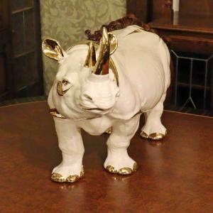 陶器 動物 サイ 置物 イタリア製 ライナセロ...の詳細画像4