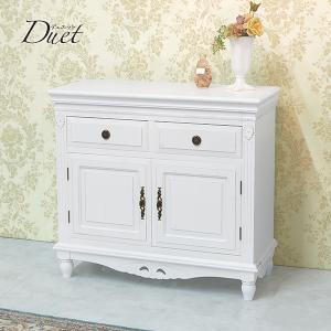 コンソール L サイドボード ホワイト シャビー 姫系 白家具 デュエット BCC-7571