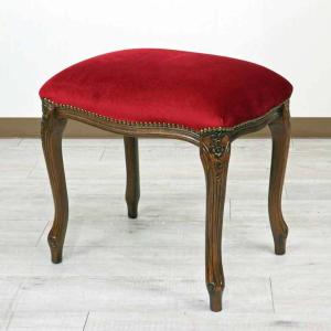 イタリア製 スツール グリーンストライプ 猫脚 木製 完成品 オットマン