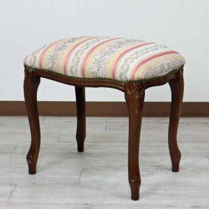 イタリア製 スツール レッドモケット 猫脚 赤 ベルベット 木製 完成品