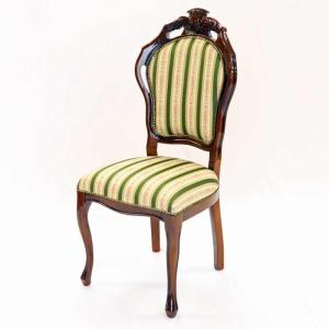 イタリア ダイニングチェア 猫脚 ピンクストライプ 完成品 イス