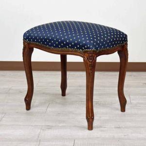 イタリア製 スツール ベージュ 花柄 猫脚 木製 完成品 オットマン