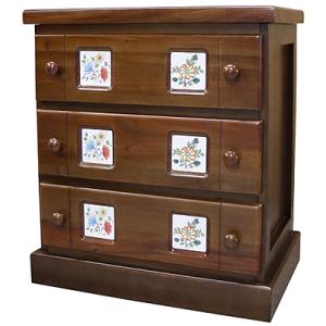 カントリー コンソール マホガニー タイル チェスト : インテリア北欧