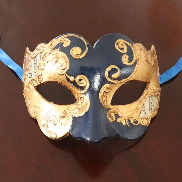 ベネチアンマスク カーニバルマスク 仮面 イタリア製 ゴールド × ブルー
