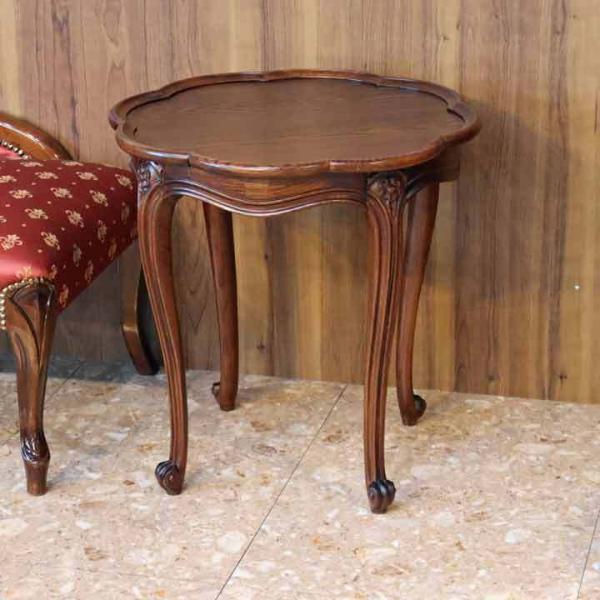 トレーテーブル 53cm 木製 ラウンドテーブル オーク 完成品 レトロ カフェテーブル