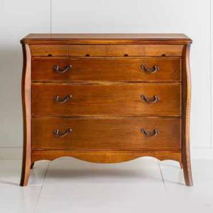 イタリア 4段 チェスト 茶 87cm 象嵌 ロココ調 家具 猫脚 完成品
