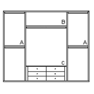 イタリア ワードローブ 4ドア クローゼット ...の詳細画像2