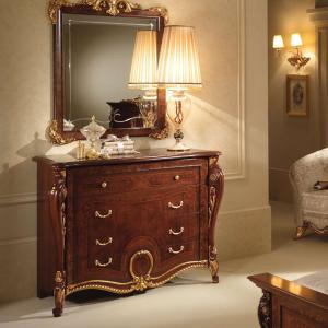 イタリア　象嵌チェスト　ヴィンテージ　5杯 チェスト 木製 5段 完成品 茶 58cm 象嵌 ロココ調 イタリア 家具