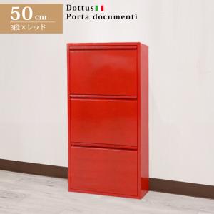 シューズボックス スリム 4段 レッド アイアン DOTTUS ドッタス