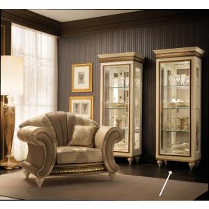 ショーケース キャビネット ステンドグラス 木製 オーク レトロ