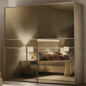 2ドア ミラー扉 ワードローブ ブロンズ LUCE light アレドクラシック クローゼット ガラスドア キャビネット イタリア製