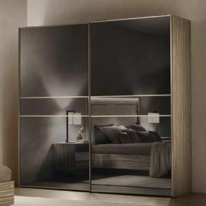 2ドア ミラー扉 ワードローブ スモーク LUCE light アレドクラシック クローゼット ガラスドア キャビネット イタリア製