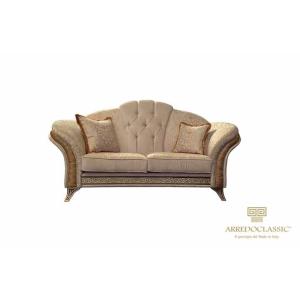 イタリア テレフォンベンチ ソファ 木製 グリーン・金華山 完成品 猫脚