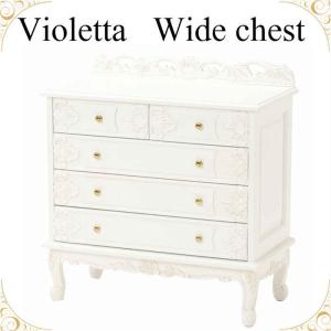 ロココ調 4段 チェスト 63cm幅 クラック仕上げ 白家具 アンティーク