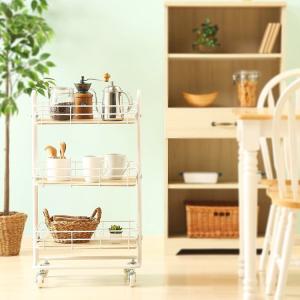 アンティーク加工 キッチンワゴン キャスター付き 4段 奥行25cm