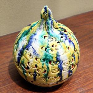 九谷焼 福島武山 香炉 赤絵牡丹獅子文 : 九谷焼 STYLeNCE スタイレンス