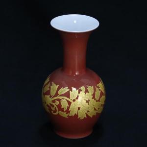 九谷焼 吉田美統【人間国宝】九谷焼飾り皿 釉裏金彩芙蓉文（縄目